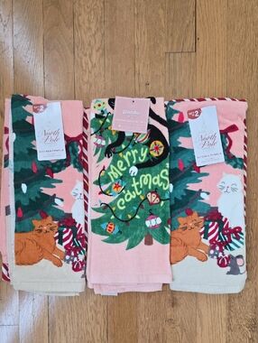 NORTH POLE & ST NICHOLAS SQUARE BRANDS BUNDLE OF 6 CHRISTMAS KITCHEN HAND TOWELS